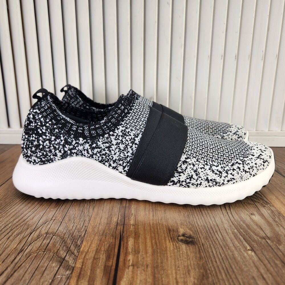 Aetrex Allie Slip On Sneakers Womens Sz 11 Black White Knit Comfy Walking Shoes